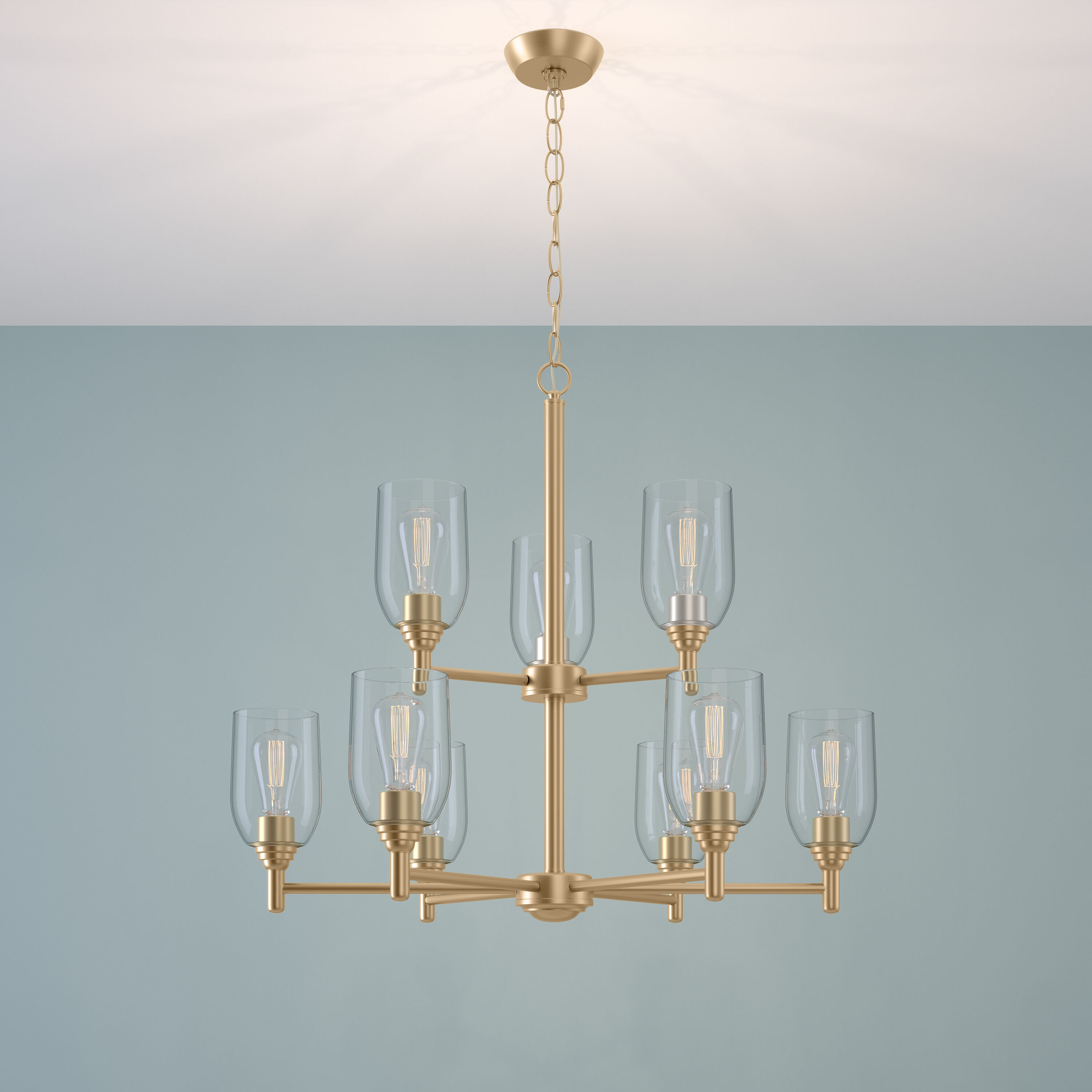 Arlett 9 Light 30 inch Modern Gold Chandelier Ceiling Light